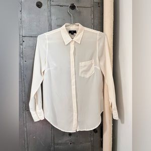 Women’s J.Crew cream 100% silk button down blouse sz 0